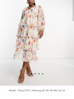 Pretty Lavish from ASOS Cream Floral Tiered Midi Dress